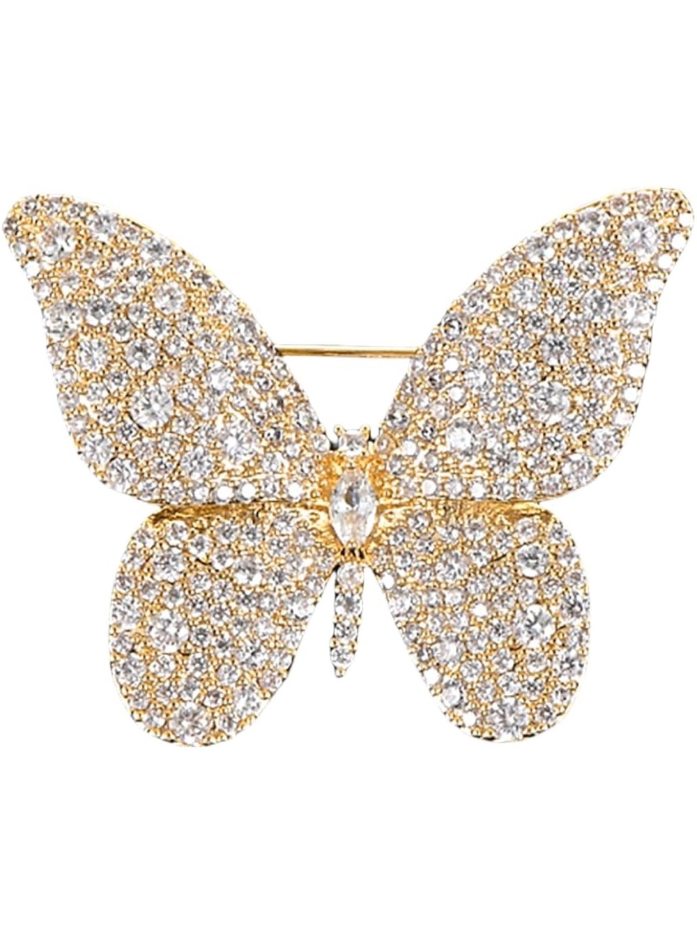 Anthropologie Gold and Clear Crystal Butterfly Brooch
